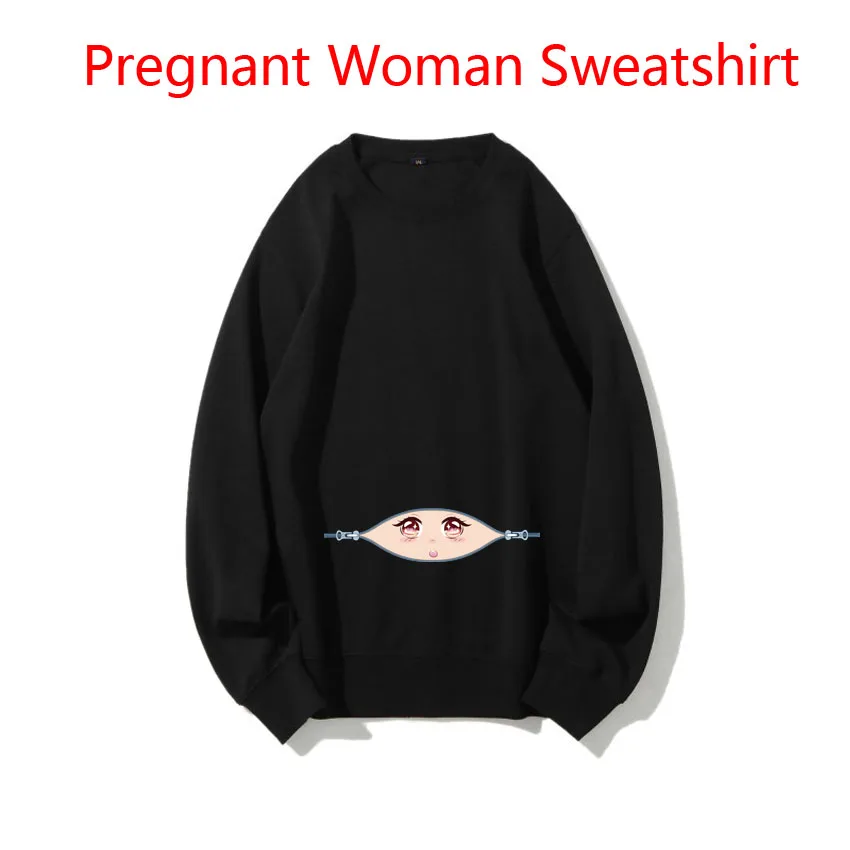 Korean Version Maternity Women Sweaters Funny Anime Baby Eye Mischievous Expression Print Pullover Pregnant Woman Sweatshirt