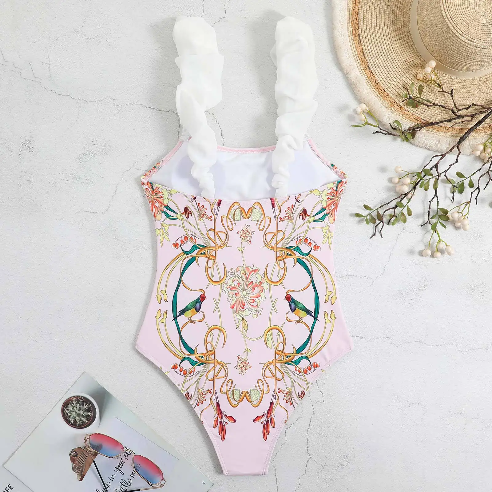 One Piece Bikini Swimsuit &Wrap Skirts 2024 New Summer Women Bowknot Retro Swimwear Luxury Elegant Brazilian Bathing Suit