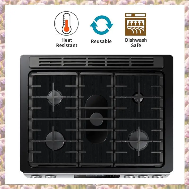 -FTGT 3 قطع أغطية علوية لموقد الغاز، واقي موقد قابل للغسل وقابل لإعادة الاستخدام لمجموعة الغاز، حرارة سميكة 0.4 مم، سهل الاستخدام #3