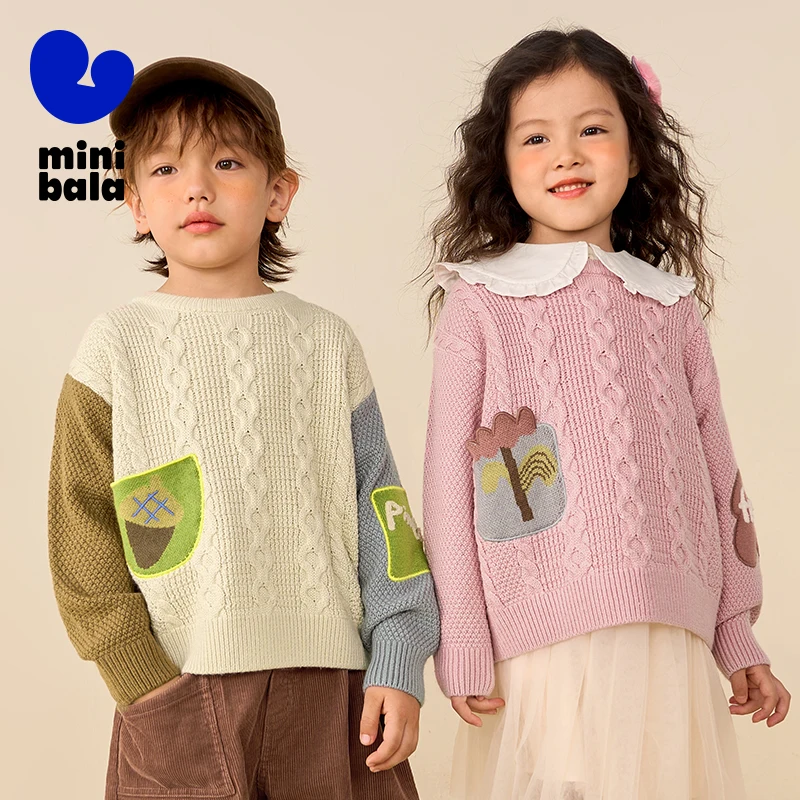 

Мини-шерстяной свитер Balabala для мальчиков и девочек, осень-зима 2022, новый детский вязаный пуловер на каждый день, теплый