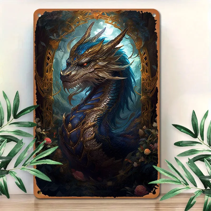 

Dragon - Motif Aluminum Artwork: Intricate Blue Dragon with Ornate Details in A Dreamy Scene, Perfect for Wall Decoration