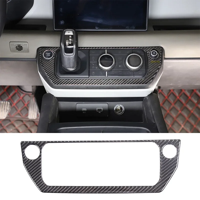 For Land Rover Defender 90 110 130 2020-24 Soft Carbon Fiber Center Console Air Conditioning Cover Trim Stickers Car Accessories