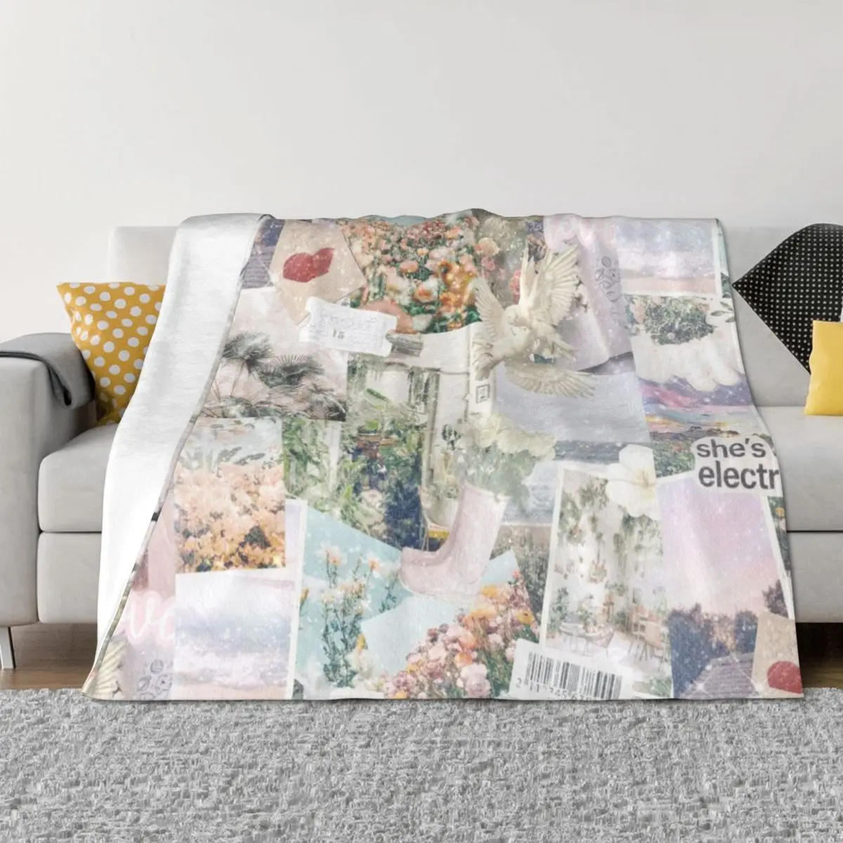 

Pastel Aesthetic Collage Throw Blanket Beautifuls Kid'S Weighted Flannel Fabric Blankets