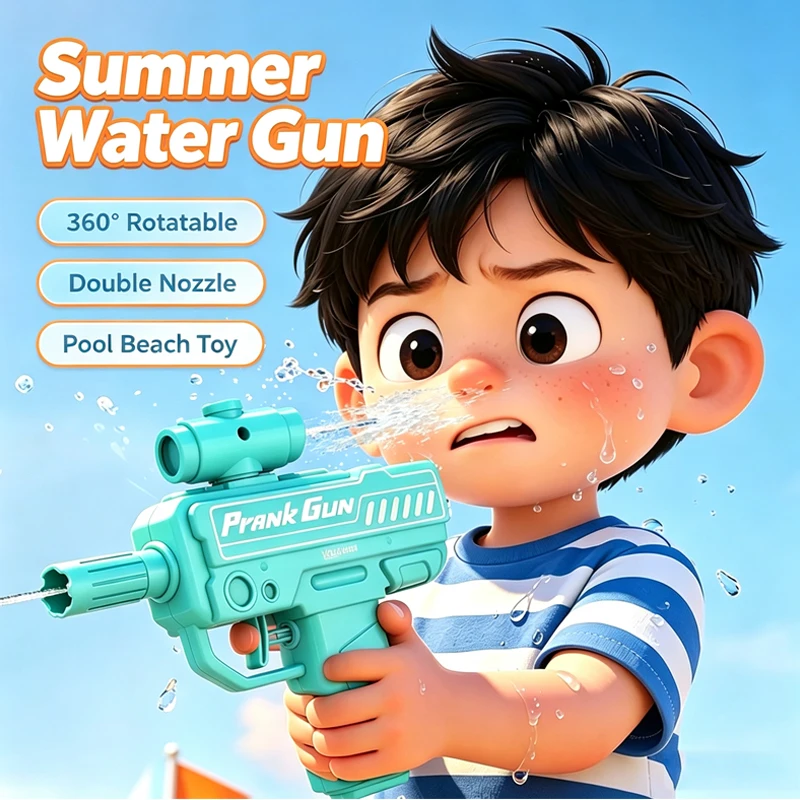 

360° Rotatable Prank Mini Water Gun - Double Nozzle Dual Spray Water Blaster Portable Summer Water Fight Toy for Kids Adults