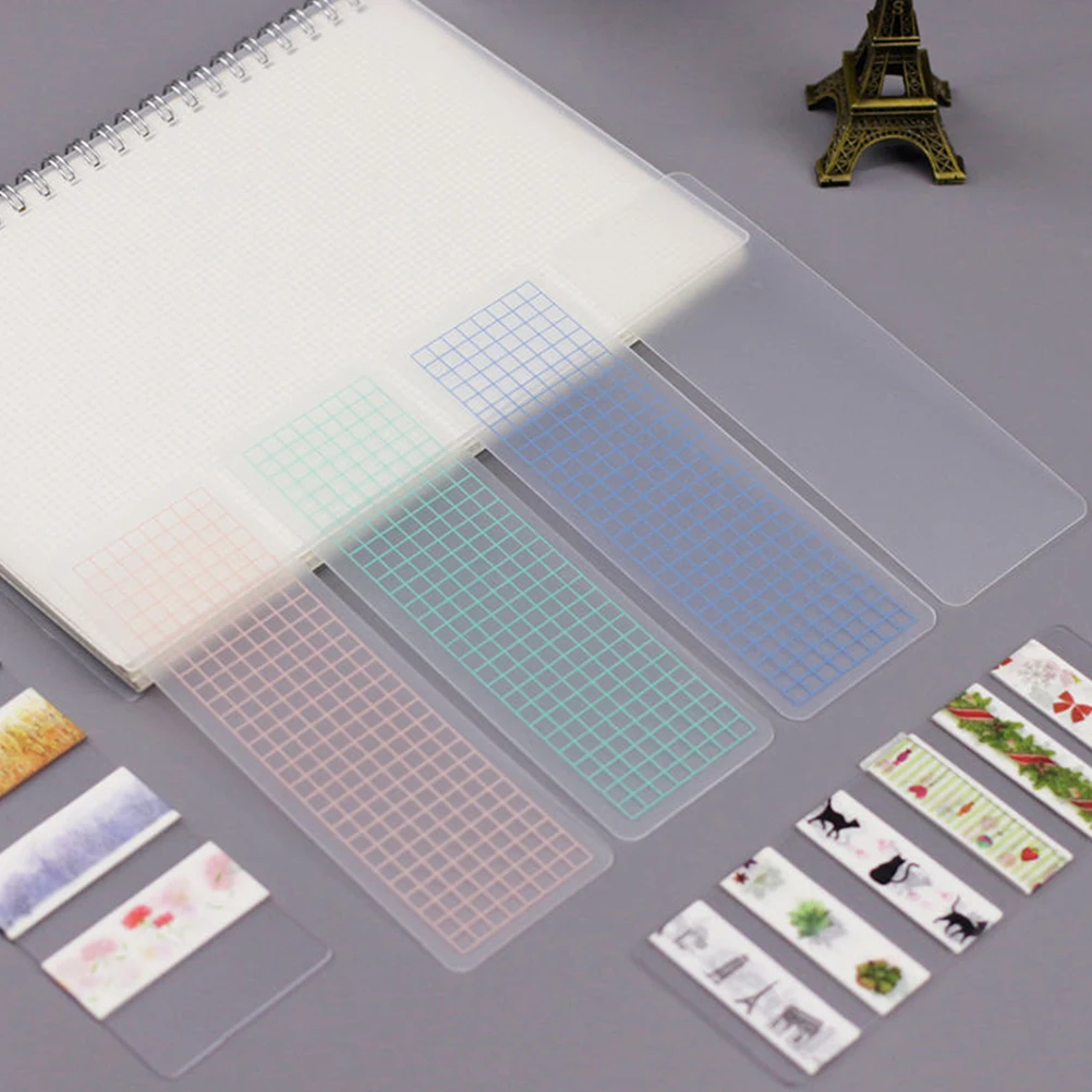 

40pcs Washi Cards Organizer 5x15mm Green Round Corner Thick Grid Plastic Cards Home Office Washi Tape Organizer Use