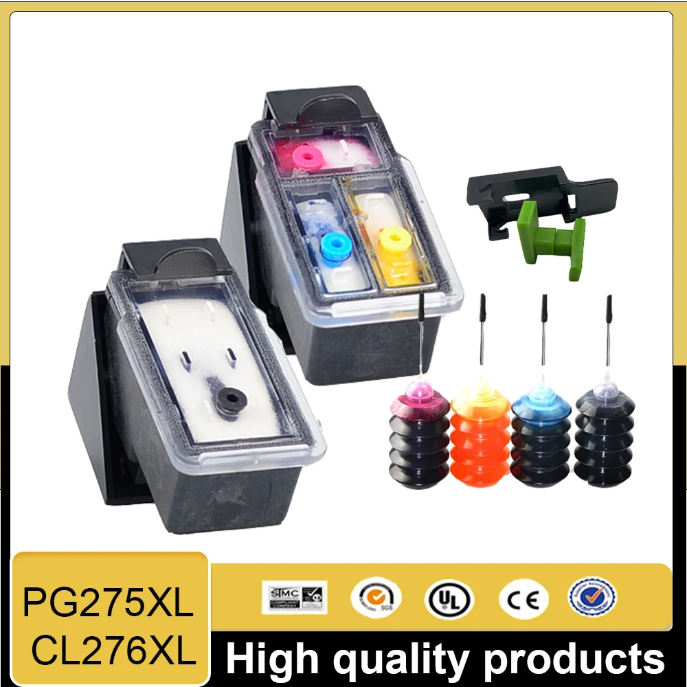 Vilaxh PG 275 CL 276 Refilled Ink Cartridge for Canon PIXMA TS3520 TR4720 TS3500 TR4722 TS 3520 3500 TR 4720 Compatible Printer