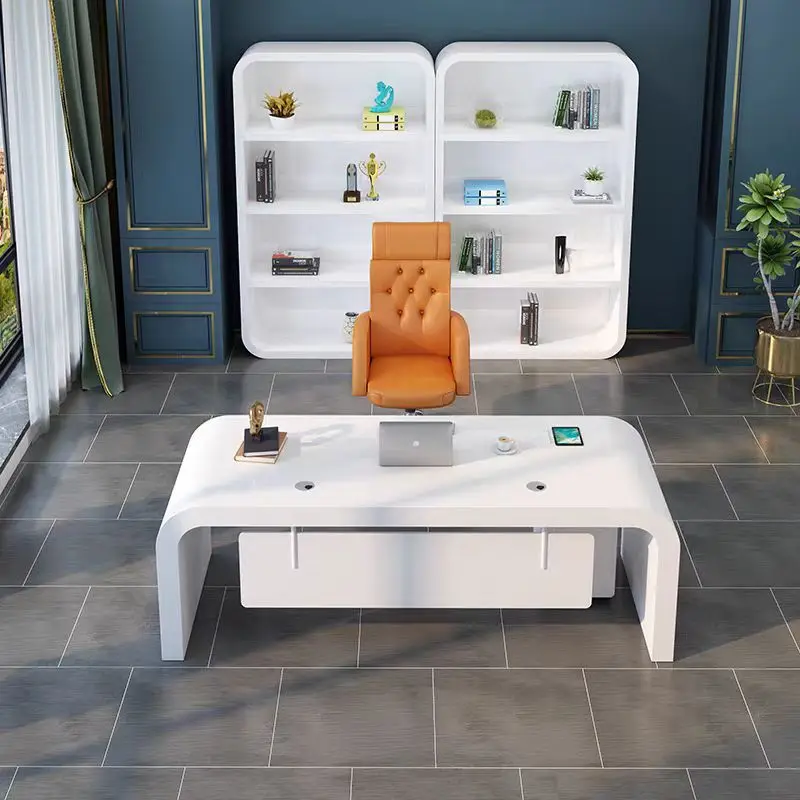 Single desk white paint creative desk modern fashion president supervisor office desk chair