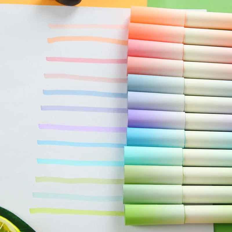

4Pcs Highlighter Pen Macaron Color Marker Pens Kawaii Stationery Items Back to School Supplies for Drawing Painting Acsesories