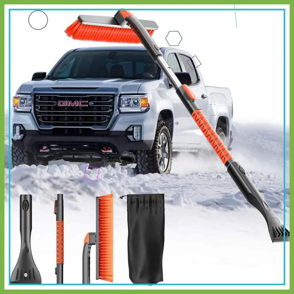 

Upgrade Ice Scraper & Extendable Snow Brush for Car Windshield - Military-Grade Sturdy with 360° Pivoting Head and Silicone Grip
