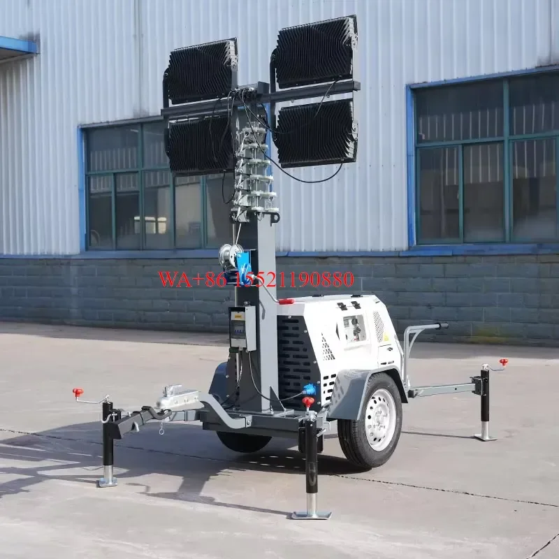 WMWMNU All in One Portable Light Tower with Integrated Generator on Trailer for Complete Mobility