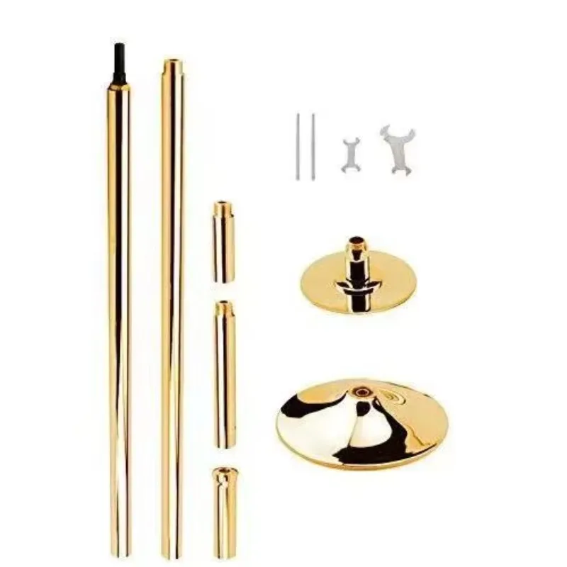 Golden Steel Height Adjustable Rotating Fixed Dance Pole for Home Abdominal Exercise