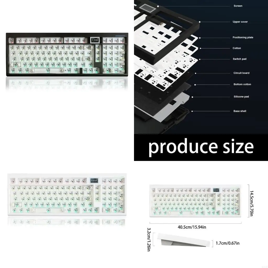 

896F Mechanical Keyboard Hot Swap Bluetooth-compatible Gaming Keyboard Gasket Structure Support for VIA with Display Screen