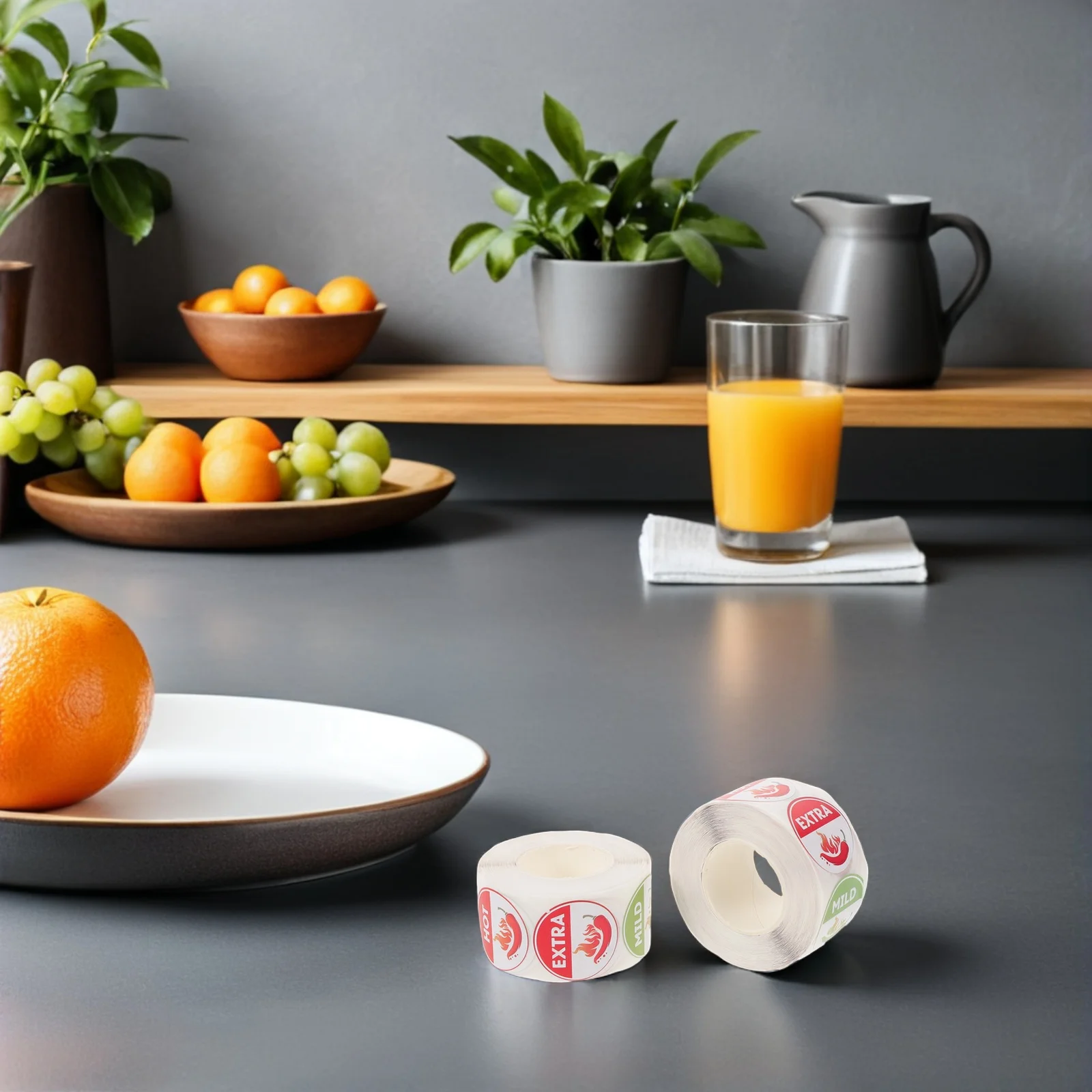 5 قطعة 5 لفات 4 مستويات ملصقات حارة ملصقات توابل مستديرة للصلصة الساخنة التوابل الجرار الفلفل الحار تحذير الشارات-حذر الطعام