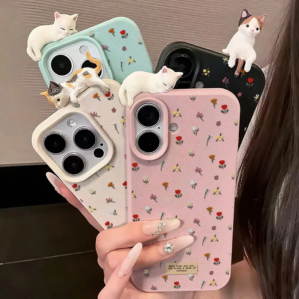 Cute Floral Soft Silicone Phone Case For iPhone 17 Pro Case iPhone 16 15 13 11 14 12 Pro Max 16 Plus Leather Shockproof Cover - view 5