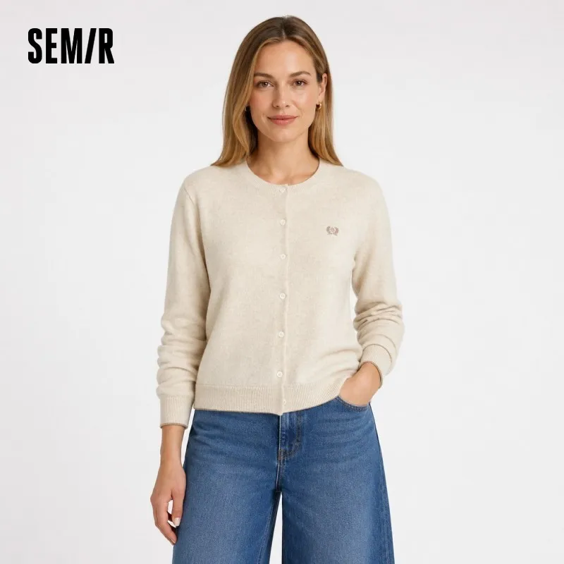 Semir Strickpullover, schmale Passform, bestickter Pullover für Damen, 2025, Winter, kurzer Stil, Rundhalsausschnitt, geschichtetes Oberteil