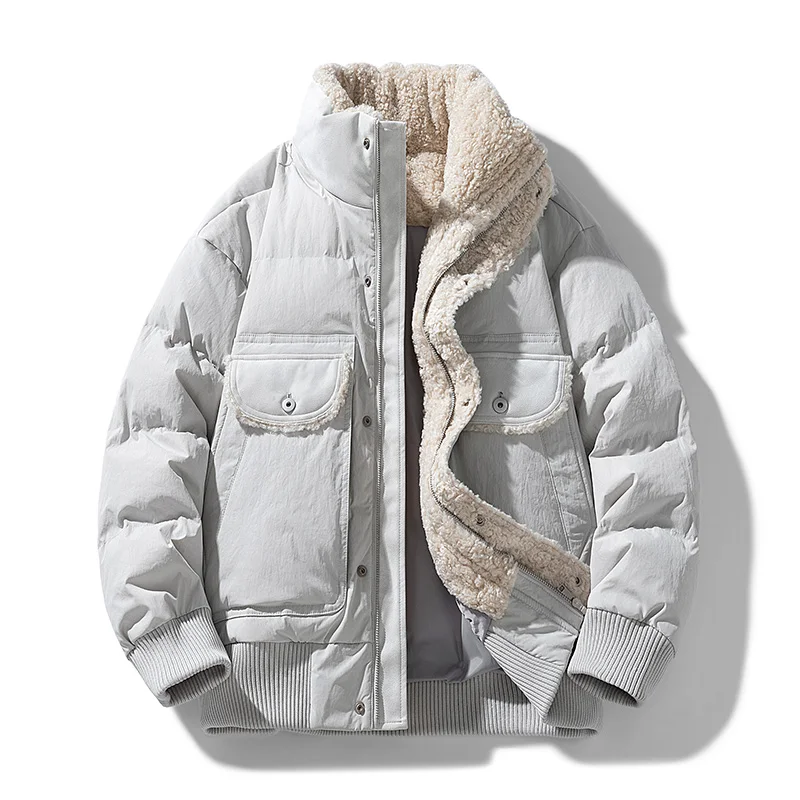 【New】Winter 90% Down Jacket - US High - street Fleece - Spliced Workwear Style