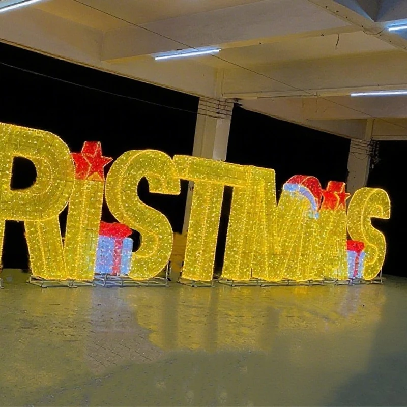 Christmas Sculpture Christmas Lights 3D Christmas Letter Signs Street Outdoor Theme Lights Decorations