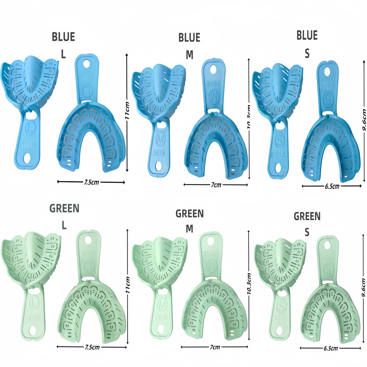 6 szt. Taca na Implant dentystyczny łyżki wyciskowe plastikowe uchwyty na zęby forma gipsowa taca stomatologia stomatologiczna nowe materiały