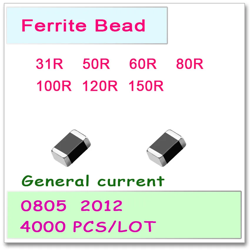 JASNPROSMA 0805/2012 100MHZ 4000 قطعة تيار عام SMD الفريت حبة 31R 50R 60R 80R 100R 120R 150R 25% SMD أوم FB جودة عالية