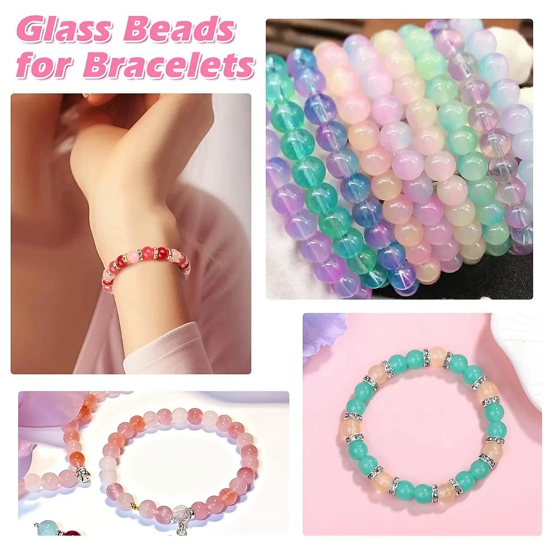 2800PC 6Mm Glass Beads For Bracelets, 56 Colors Crystal Beads For Jewelry Making, Bracelet Making And DIY Crafts