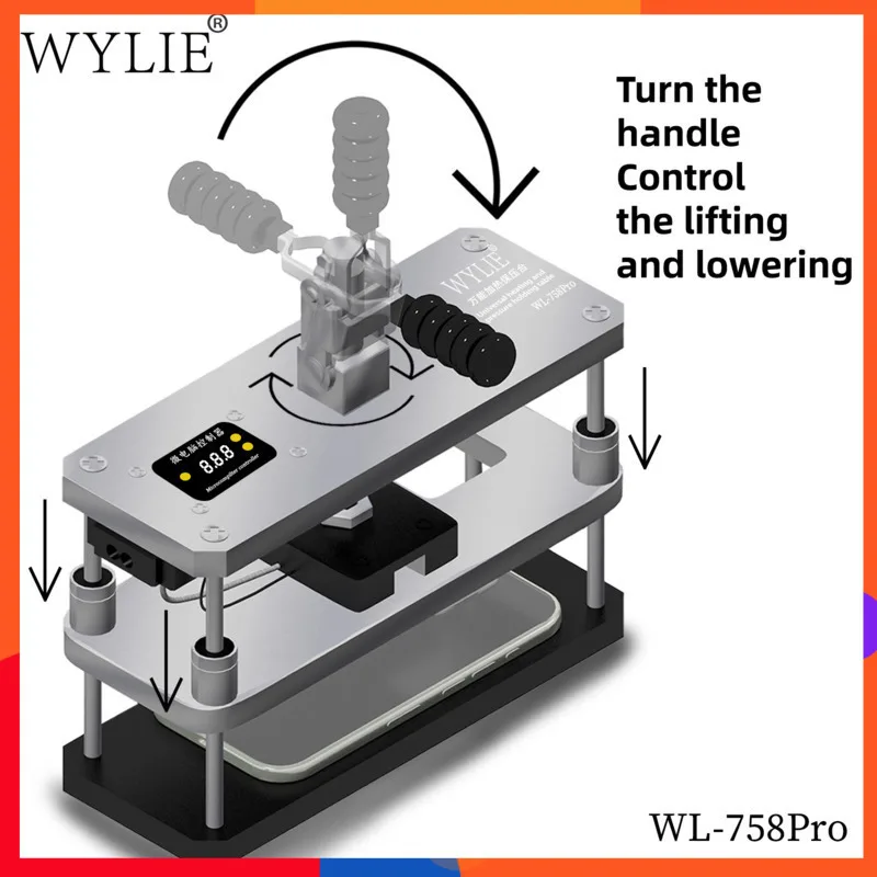 

Машина для горячего прессования Wylie с защитой камеры, регулируемый винтовой подъемник и микрокомпьютерный дисплей для задней крышки и герметичного ремонта