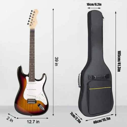 Imagen 2 del producto Miwayer-funda para guitarra eléctrica, tela Oxford negra/impermeable, correas dobles para los hombros, bolsa para guitarra, accesorios para guitarra