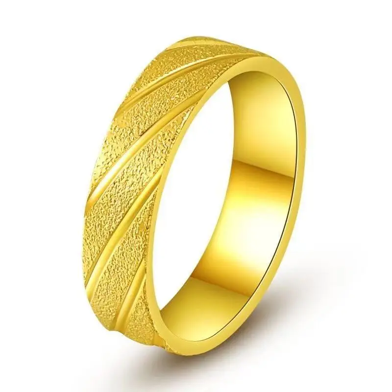 9999 24K Real Gold Gold Ring for Couples, Fashionable Japanese and Korean, Personalized, Simple, Trendy Men\'s Ring
