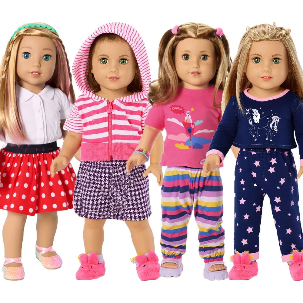ตุ๊กตาเสื้อผ้า 4PCS 1/3BJD ชุด Multicolor Nightgown กระโปรงยาว Activewear ตุ๊กตายูนิคอร์นและตุ๊กตาเด็กอเมริกัน 18 นิ้วอุปกรณ์เสริม