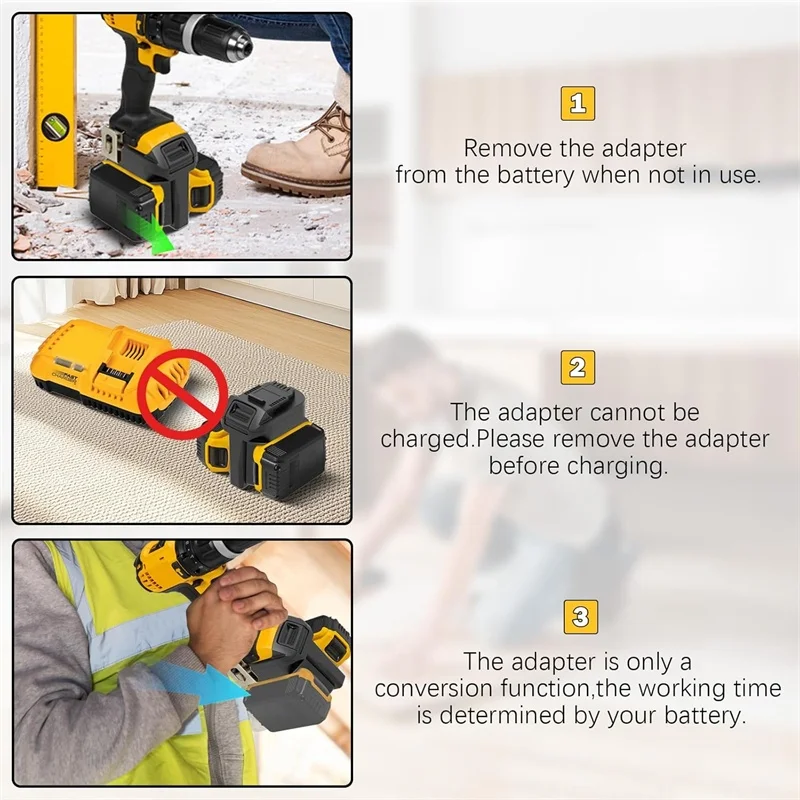 Dewalt 18V/20Vリチウムイオンバッテリー用2in1バッテリーアダプター、高出力コンバーター、Dewalt 20Vコードレス電動工具用