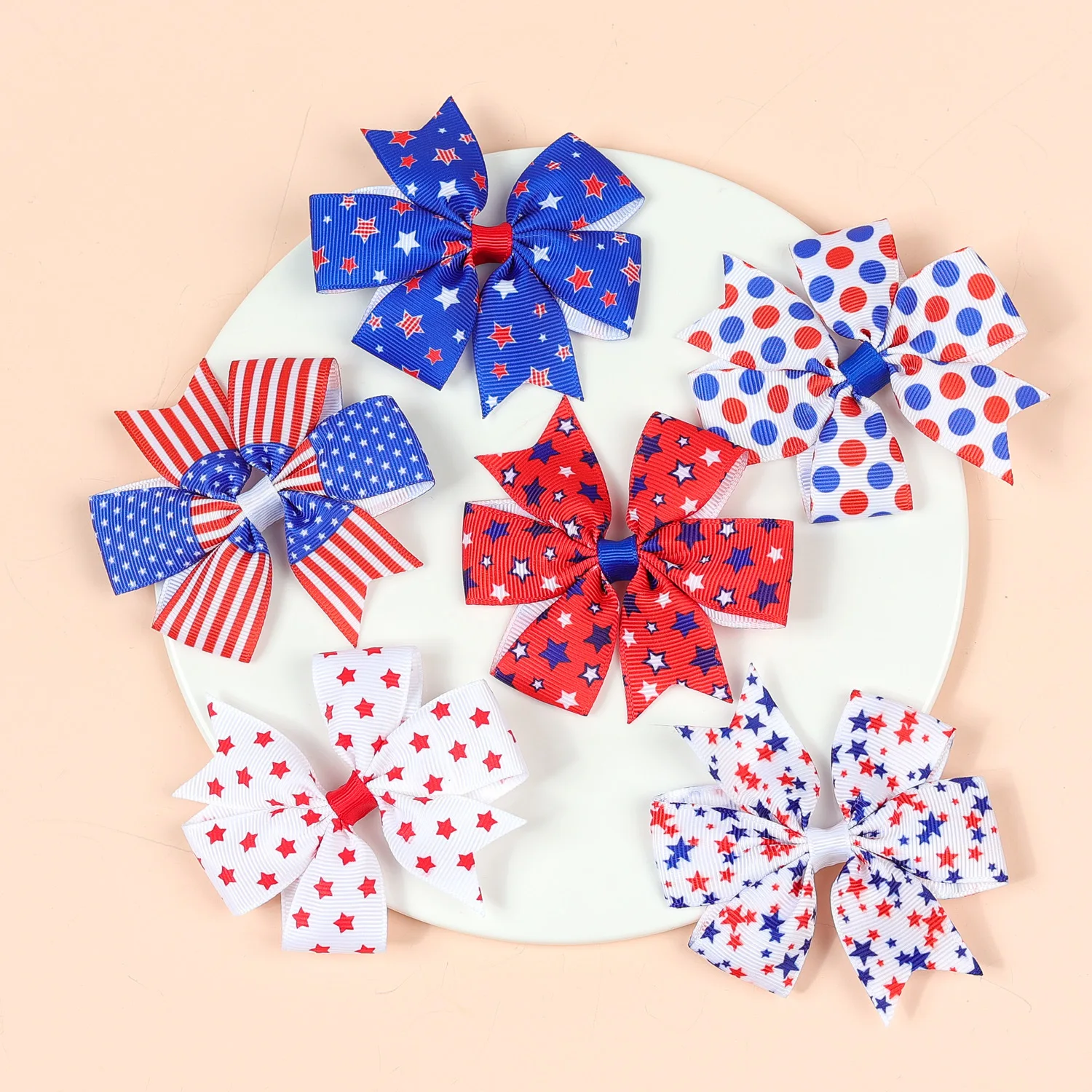 

2 шт. 3,5-дюймовые банты для волос ко Дню независимости США для девочек, модные заколки для волос с флагом, украшения для волос, аксессуары для причесок
