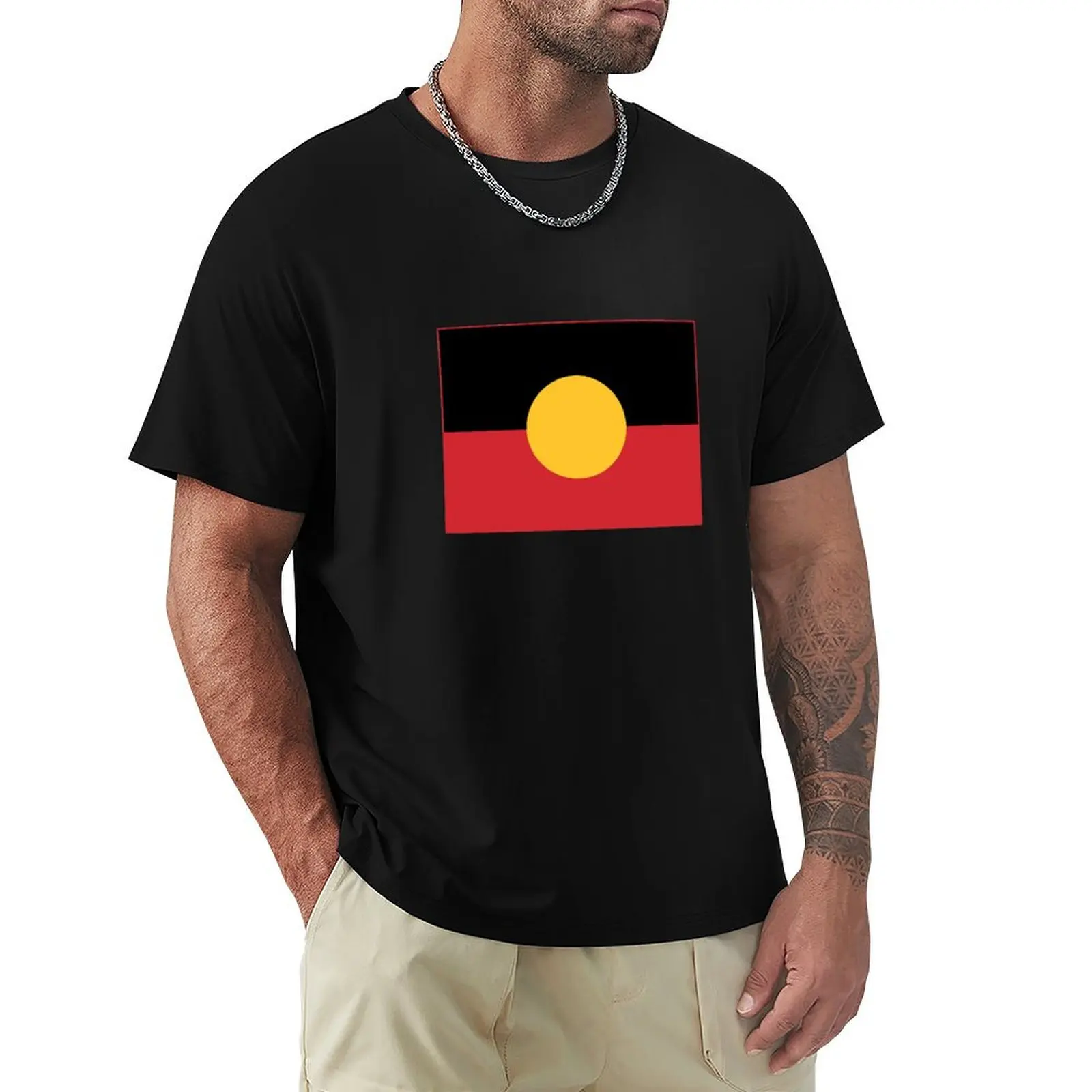 Australian Aboriginal Flag #6 T-Shirt t shirts for man pack white T-Shirt