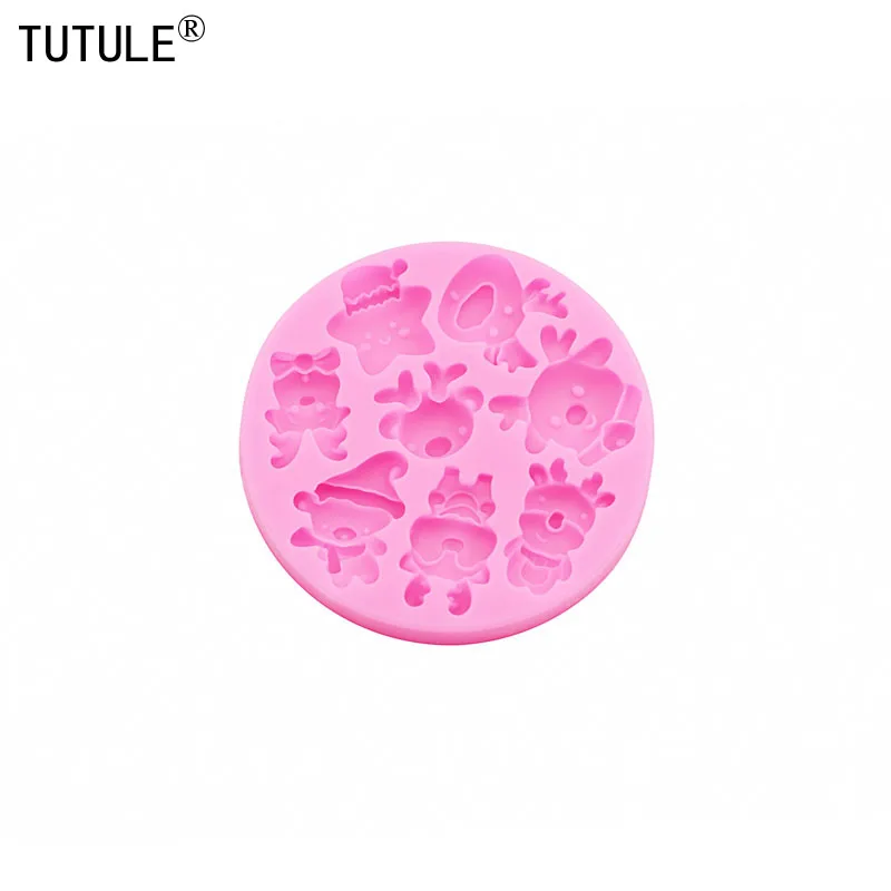 Christmas The bear Silicone Mold Christmas star Fondant Sugar Cupcake Craft Silicone Molds drop glue decorative epoxy resin Mold
