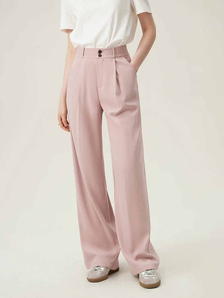 FSLE Multi-color Commuter Pants for Women Loose High-waisted Casual Straight Drape Floor-length Trousers Female 24FS11252