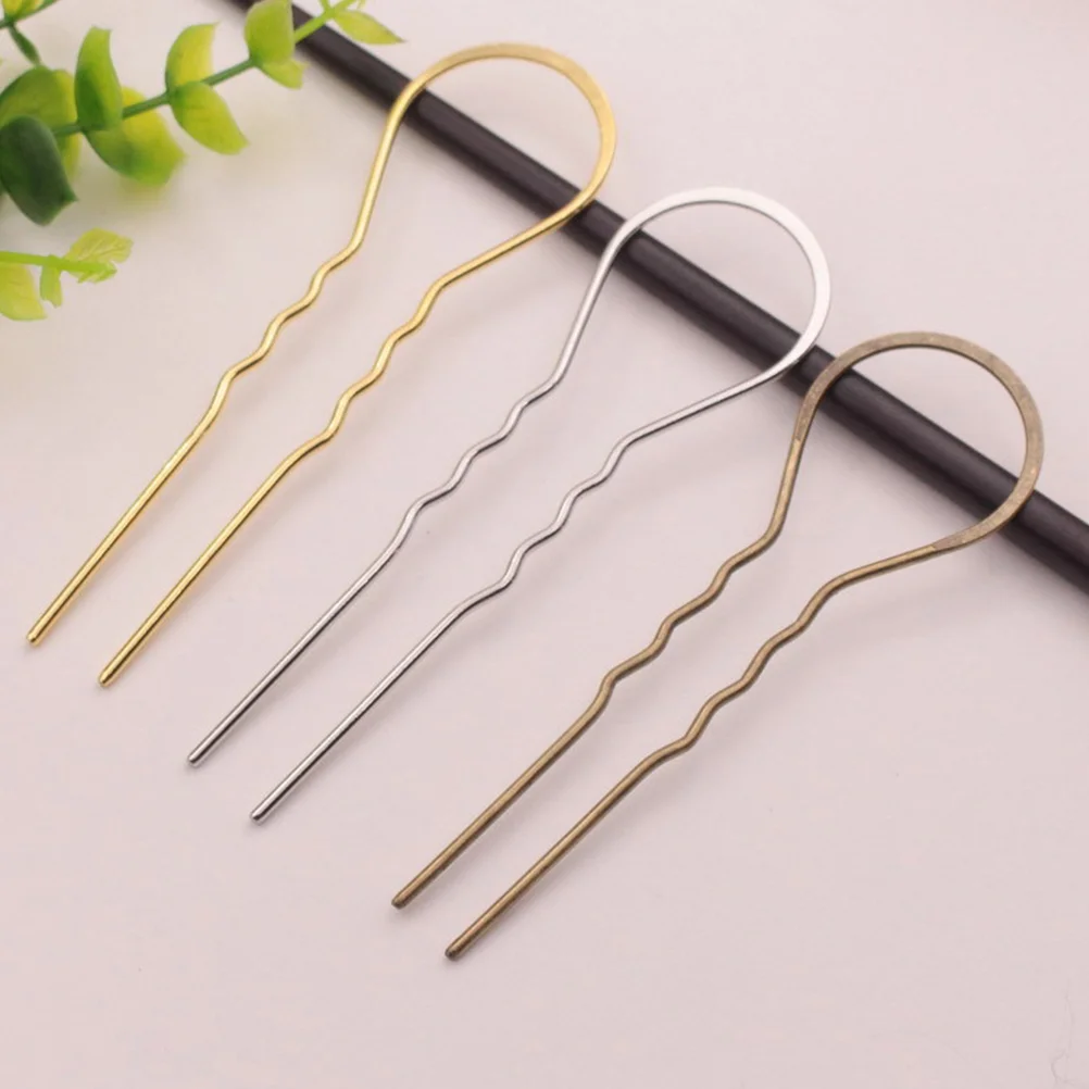 10 pçs grampos de cabelo ondulado em forma de u pinos de metal hairpin em forma de u grampos de cabelo fáceis de usar feminino simples acessórios práticos