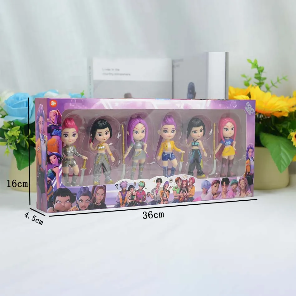 6 Pcs NEW Kpop Devil Hunter Rumi Zoe Mira anime polyvinyl chloride character collection desktop trinkets Childrens New Year gift