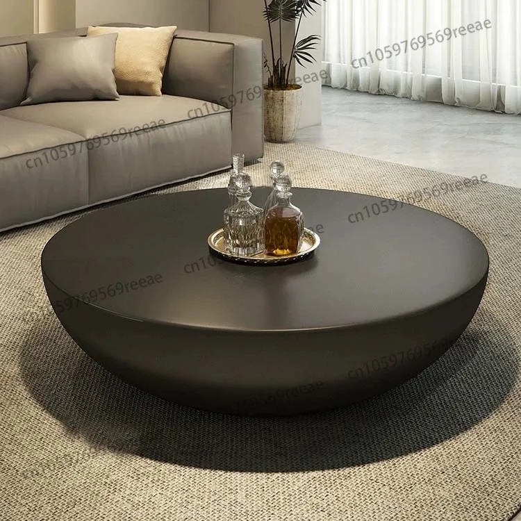 Table basse blanche de conception simple, ensemble de table basse décorative en béton d'art de salon