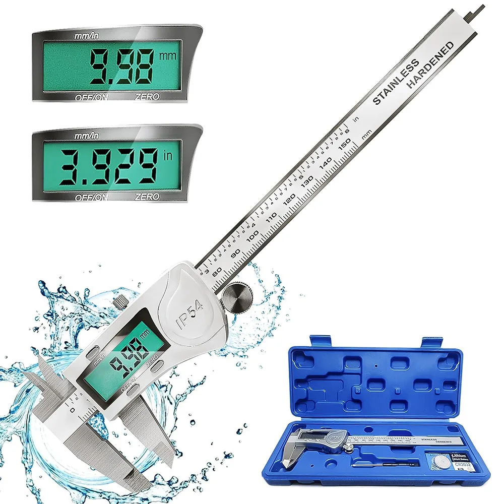 150/200/300 mm elektroniczne cyfrowe suwmiarki z noniuszem IP54 wodoodporne narzędzie pomiarowe wodoodporna suwmiarka ze stali nierdzewnej