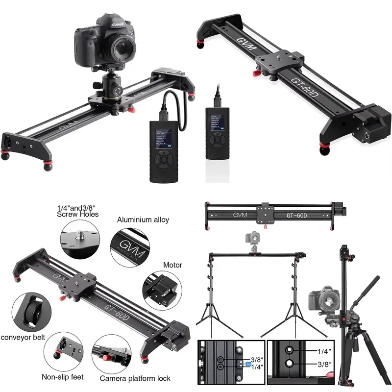 GVM GT-60D Motorized Camera Slider Video Rail Track Dolly With Controller Video Shooting Time-Lapse Aluminum Alloy Video