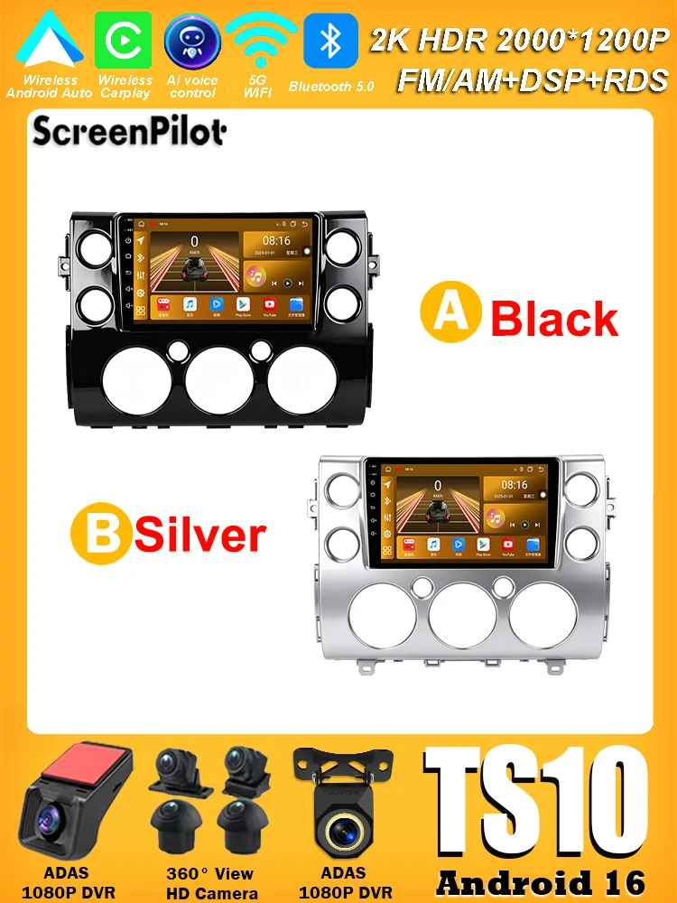 Android 16 For Toyota FJ Cruiser J15 2006 - 2020 Car Radio  2K QLED RDS Stereo Head Unit  Multimedia Video Player GPS Navigatio