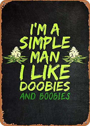 Doobies and Boobies Vintage Look Metal Sign Art Prints Retro Gift 8x12 Inch