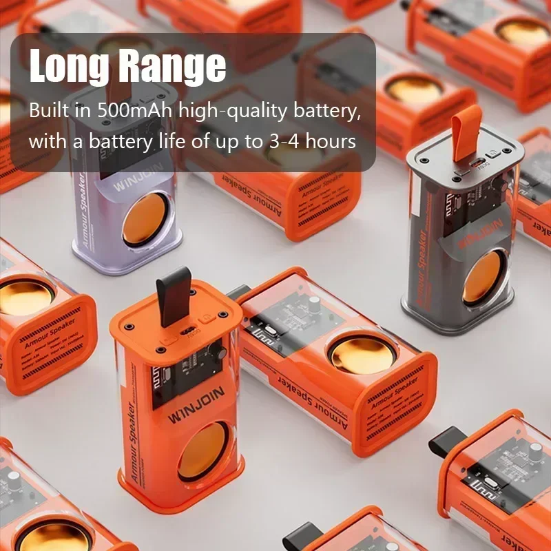 شفاف Mecha سمّاعات بلوتوث سماعة لاسلكية تعمل بالبلوتوث 5.3 مزدوجة باس الحجاب الحاجز مضخم الصوت الموسيقى TWS RGB ضوء مكبر صوت صغير