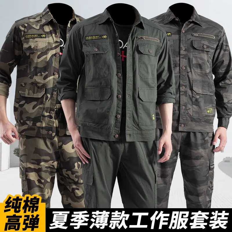 Spring Autumn Men's Camouflage Workshop Work Clothes Electrician Welder Repair Construction Worker Jacket Adventure Coat