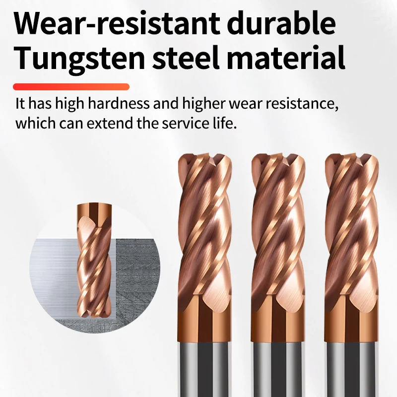 

Концевая фреза с угловым радиусом R Bullnose Фреза из карбида вольфрама с ЧПУ для обработки поверхности Фрезерный станок по металлу 3 4 канавки R0,5 R1