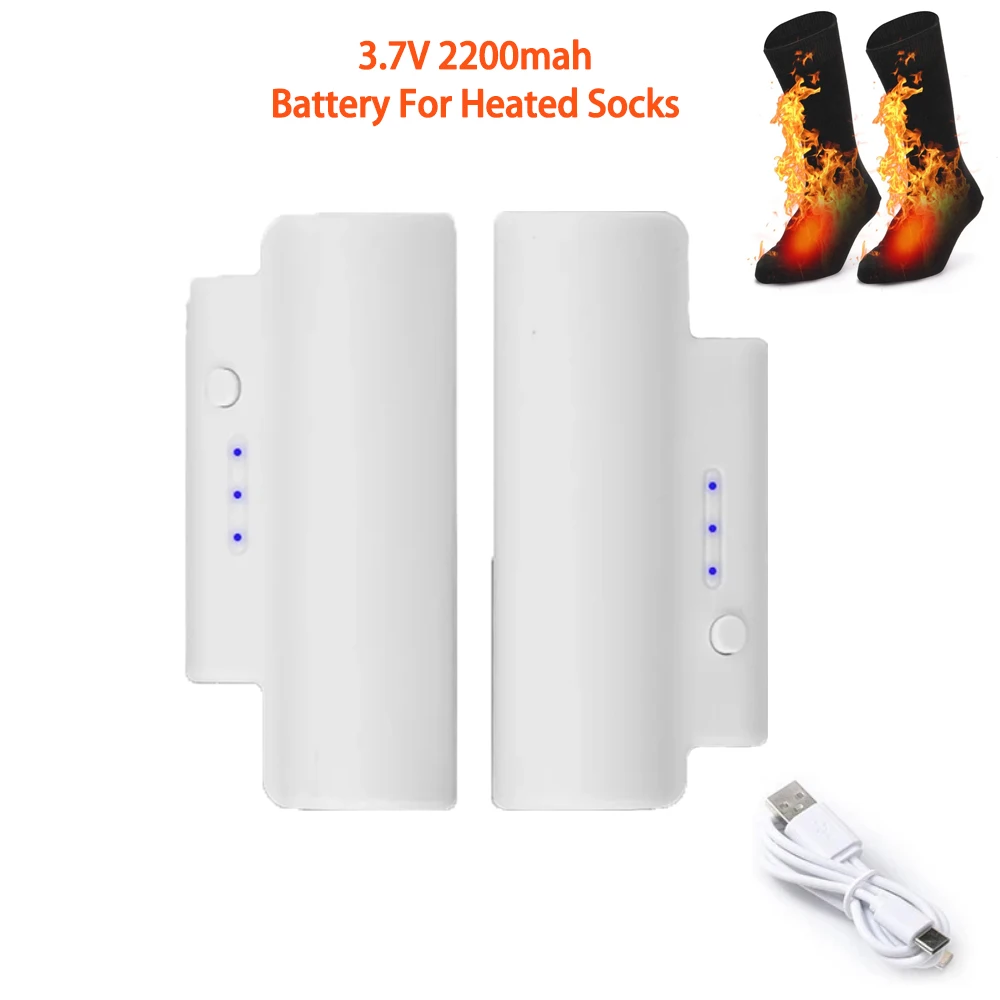 3.7V 2200mAh Heated Socks Battery Rechargeable for Winter Outdoor Skiing Heating Socks Batteries with Type-c Charging Cable