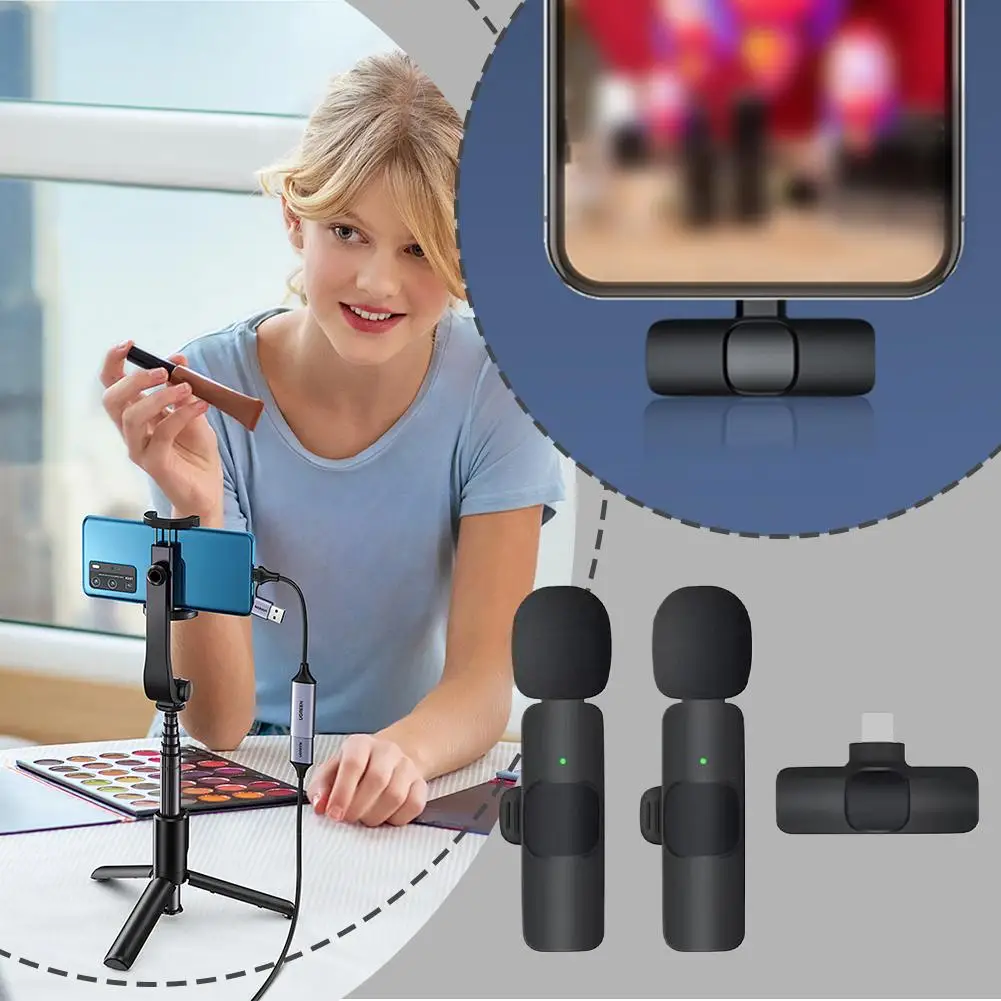 ميكروفون لافالير لاسلكي واحد إلى اثنين، ميكروفون بودكاست بمشبك لتسجيل البث، ملحقات التوصيل والتشغيل #4