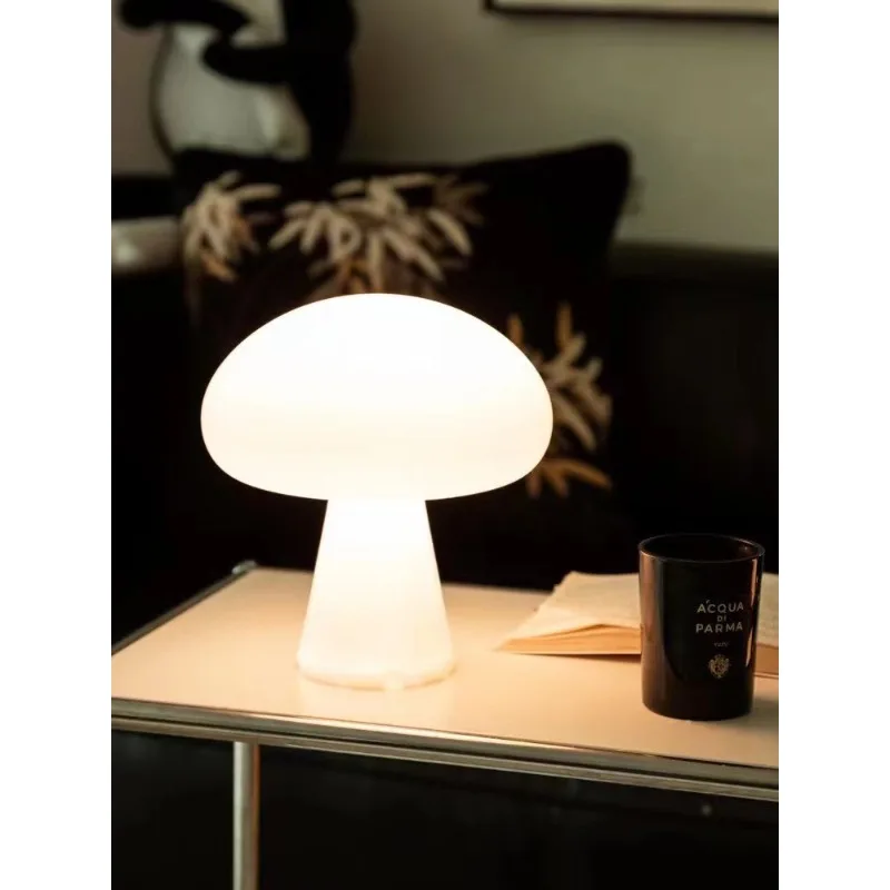

Medieval Cream Wind Mushroom Desk Lamp Charging Dimming Living Room Study Bedroom Bedside Decoration Ambient Light