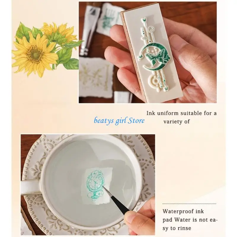 وسادة ختم C7AB قابلة لإعادة الاستخدام للاستخدام المكتبي تتميز بالقطن الآمن وتصميم محمول خفيف الوزن مقاس 7.7x7.7 سم وسادة حبر