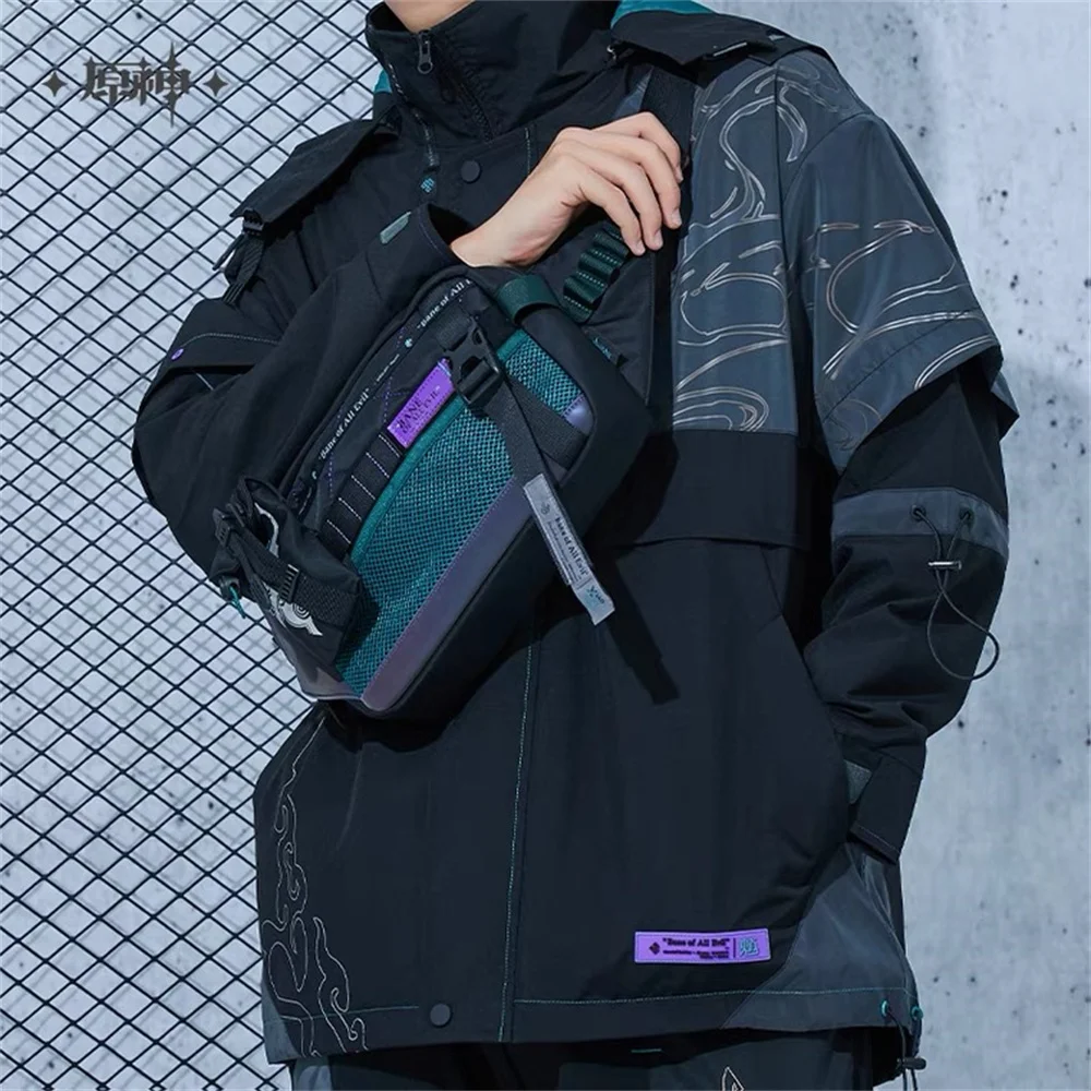 เกมใหม่ Genshin Impact Xiao Cos อย่างเป็นทางการแฟชั่น Messenger กระเป๋าสําหรับผู้หญิงผู้ชาย Crossbody ไหล่กระเป๋าคอสเพลย์ Props C YS