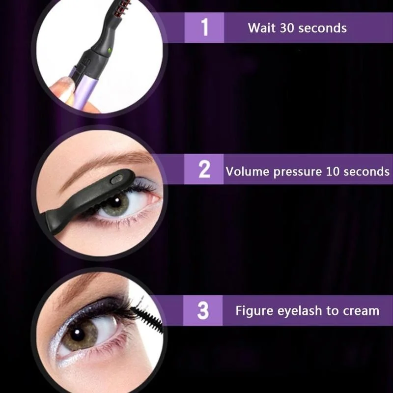 

Electric Eyelash Curler Purple Lightweight Portable Heated Comb For Natural Curl Big Eyes Anti-Damage Auto-Off Travel