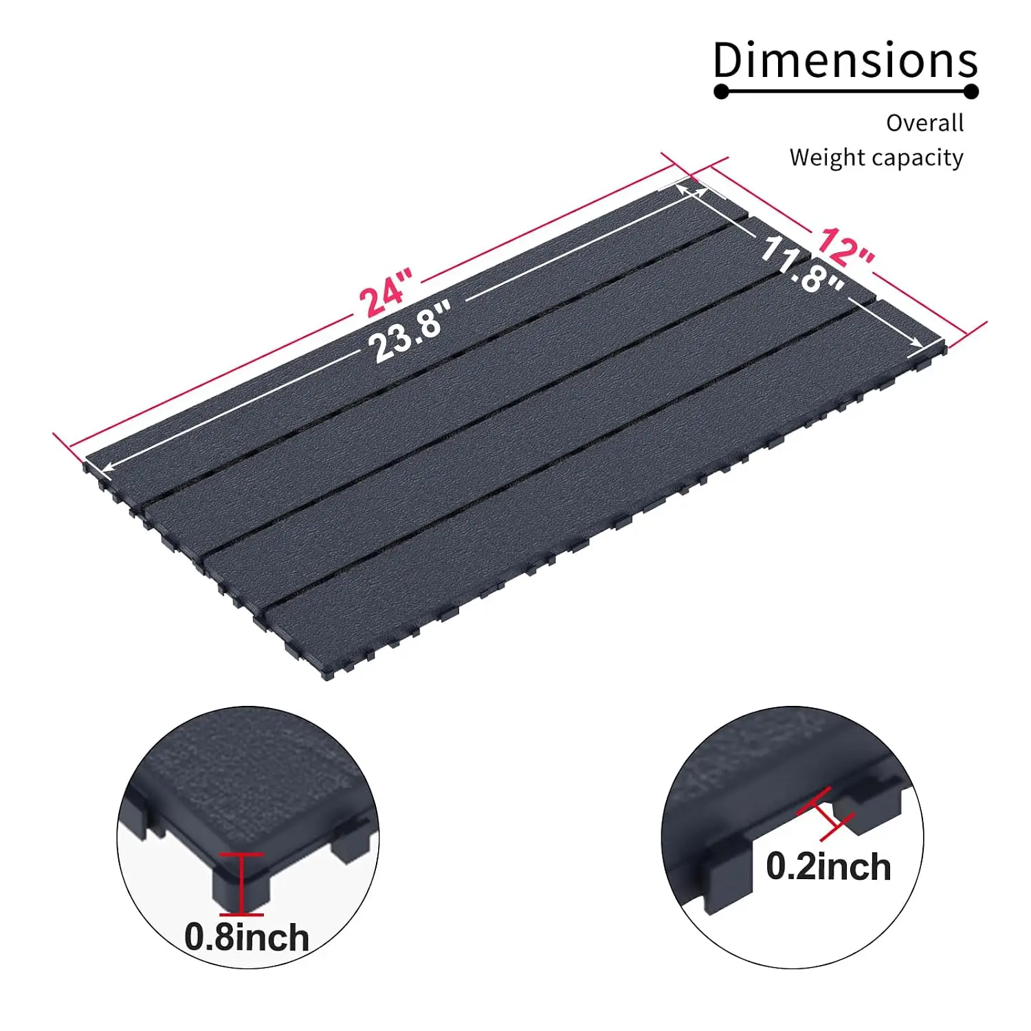 Patio Interlocking Deck Tiles, Waterproof Outdoor Flooring for Poolside Balcony Backyard, 24pcs 48 sq.ft, Customized